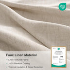 Linen Textured Total Blackout Sliding Door Curtains 90 Inches Long, Cream | - Image 7