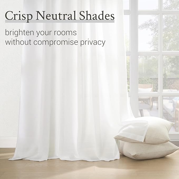 Topfinel White Pinch Pleat Linen Curtains - Image 4