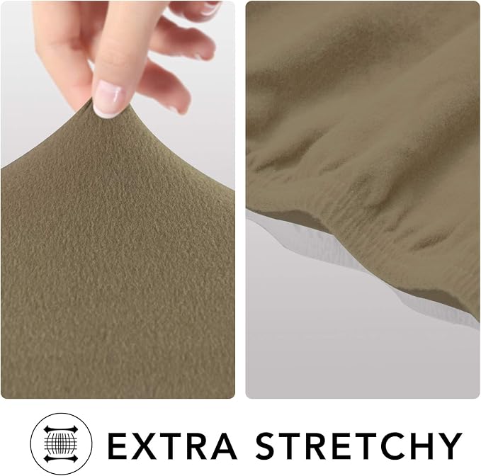 PureFit Stretch Couch Covers for Sofa 4 Seater Slipcovers Tan | 1-Piece Sofa - Image 4