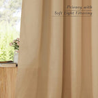 NICETOWN Linen Flax Semi Sheer Curtains 72" Length, Grommet Top Bedroom Window - Image 5