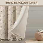 Boho Floral 100% Blackout Curtains 84 Inch 2 Panels Black | Farmhouse Vintage - Image 6