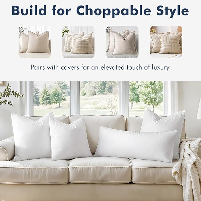 MIULEE 22x22 Pillow Inserts, Double-Layer Down-Proof Cotton Cover, Decorative - Image 4
