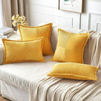 MIULEE Golden Yellow Corduroy Pillow Covers 18x18 Inch - Image 4