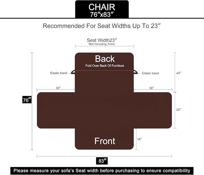 U-NICE HOME Reversible Recliner Chair Covers, Coffee/Beige | 23''Armchair Cover - Image 6