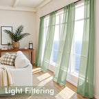MIULEE Sage Green Sheer Curtains 63 Inches Long 4 Panels 54 x 63 Inches | Light - Image 4