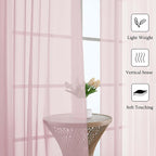 Blush Pink Sheer Curtains for Bedroom 90 Inches Long 2 Pcs, Rod Pockets Window - Image 2