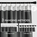 MIULEE Grey Back Tab Blackout Curtains 52x96 Inch Long 2 Panels Set | Rod - Image 3