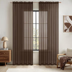 MIULEE Chocolate Brown Sheer Curtains 54 X 63 Inches, 2 Panels | Voile Drapes by MIULEE