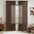 MIULEE Chocolate Brown Sheer Curtains 54 X 96 Inches, 2 Panels | Voile Drapes by MIULEE
