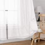Simplebrand White Short Sheer Curtains 45 Inch Length - Image 4