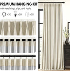 MIULEE Cream Pinch Pleated 100% Blackout Linen Curtains 40x96 Inches | Room - Image 8