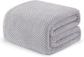 Exclusivo Mezcla Soft Waffle Fleece Bed Blanket Twin Size, Light Grey | by ExclusivoMezcla