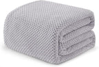 Exclusivo Mezcla Soft Waffle Fleece Bed Blanket Twin Size, Light Grey | by ExclusivoMezcla
