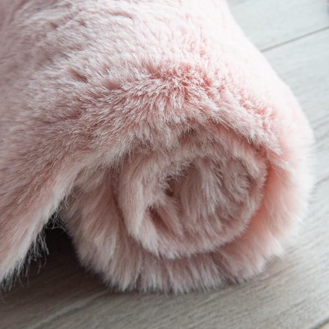 ORINOVA Pink Faux Fluffy Rabbit Fur Rug - Image 8