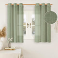 Sage Green Linen Sheer Curtains 54 Inch Length by LAMIT