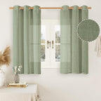 Sage Green Linen Sheer Curtains 54 Inch Length by LAMIT