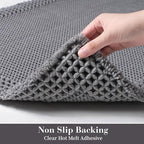 RESARE Waffle Bathroom Runner Rugs, Non Slip Boho Bath Mat 24x48 Dark Grey | - Image 4