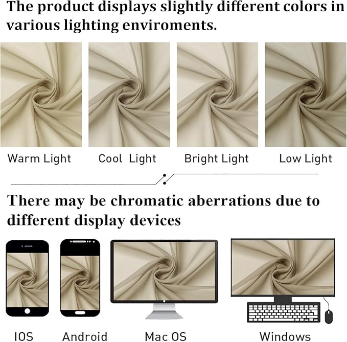 Taupe Sheer Curtains 90 Inches Long 2 Panels, Elegant Light Filtering Voile - Image 7