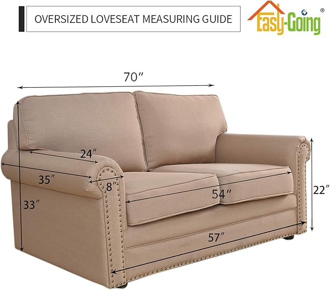 Easy-Going Stretch Oversized Loveseat Couch Covers Washable Bluestone | 1-Piece - Image 5