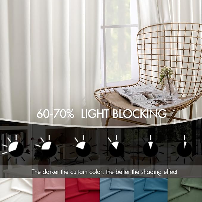 MIULEE Velvet Curtains 50W x 120L 2 Panels Ivory Blackout Curtains | Luxury - Image 4