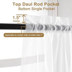 Chyhomenyc Extra Long White Sheer Curtains 120 Inches Long 2 Panels | Voile - Image 5