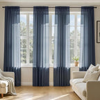 MIULEE Navy Blue Sheer Curtains 63 Inches Long 4 Panels 42 x 63 Inches | Light by MIULEE