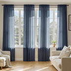 MIULEE Navy Blue Sheer Curtains 84 Inches Long 4 Panels 54 x 84 Inches | Light by MIULEE
