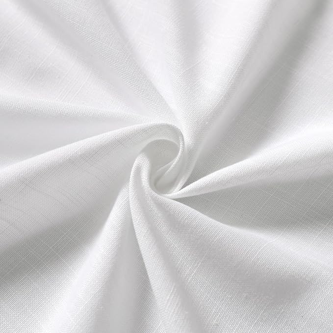White Solid Cafe Curtains 54 Inch Length Set 2 Panel Back Tab Pocket Drapes - Image 6