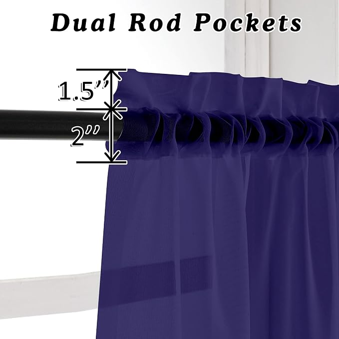 2 Panels Purple Sheer Valance - Image 2