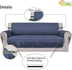 Easy-Going Reversible Couch Cover, 2 Cushion Sofa, Dark Blue/Ivory | Oversized - Image 3