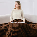 BEDELITE Striped Fleece Throw Blanket, Chocolate Brown, Soft Cozy, Lightweight - Image 3