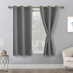 Blackout Curtains for Bedroom, Light Grey, 38 x 54 Inch, 2 Panels | Thermal - Image 9