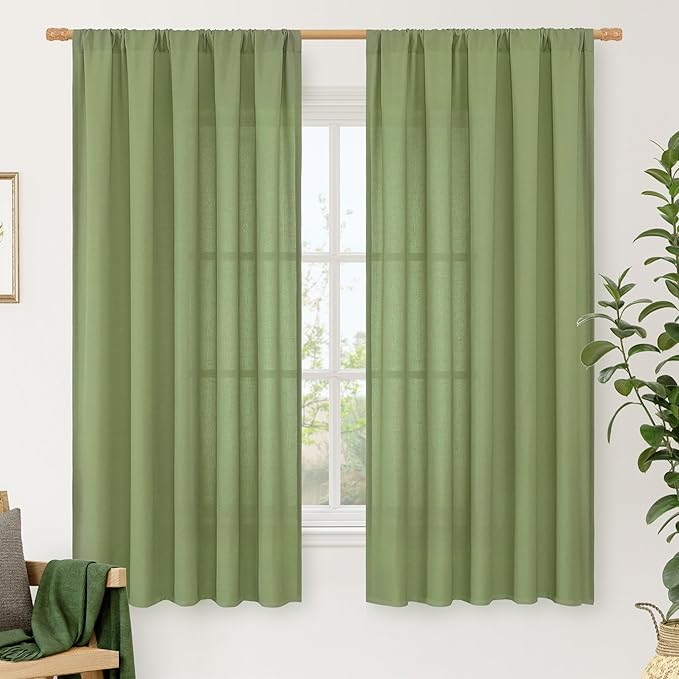 Light Filtering Linen Curtains 63 inches Long by LAMIT