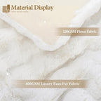 Luxury 1000GSM Rabbit Faux Fur Twin Blanket, Super Heavy Warm Cozy Beige Cream - Image 4