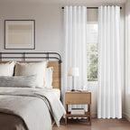 White Linen Curtains for Living Room 60 inch Length Light Filtering Semi Sheer - Image 7
