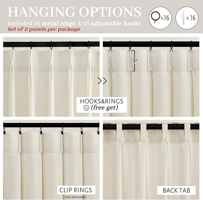 Extra Long 144 Inch Light Filtering Pinch Pleated Curtains - Image 5