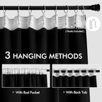 MIULEE Black Back Tab Blackout Curtains 66x84 Inch Length 2 Panels Set | Rod - Image 3