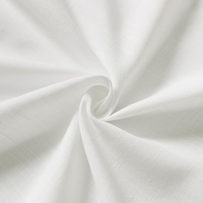 Off White Kitchen Curtains 36 Inch Length Set 2 Panel Back Tab Pocket Semi - Image 7