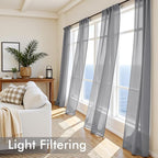 MIULEE Dark Grey Sheer Curtains 63 Inches Long 4 Panels 54 x 63 Inches | Light - Image 4