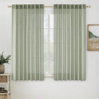 MIULEE Sage Linen Curtains 52x63 Inch Long 2 Panels of Green Window Drapes | by MIULEE