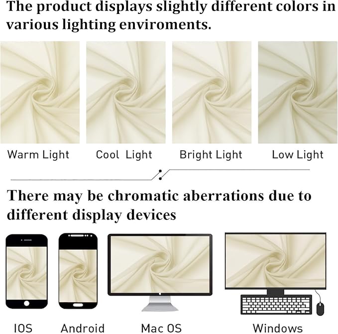 Cream Sheer Curtains 63 Inch Length 2 Panels Set, Elegant Voile Window Curtains - Image 5