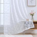 YJ YANJUN Vintage Lace Curtains 63 Inches Long Brilliant White 2 Panels | - Image 3