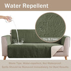 Quilted Olive Green Sofa Slipcovers - Image 3
