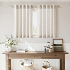 Beige Linen Curtains for Kitchen Windows Over Sink - Image 6