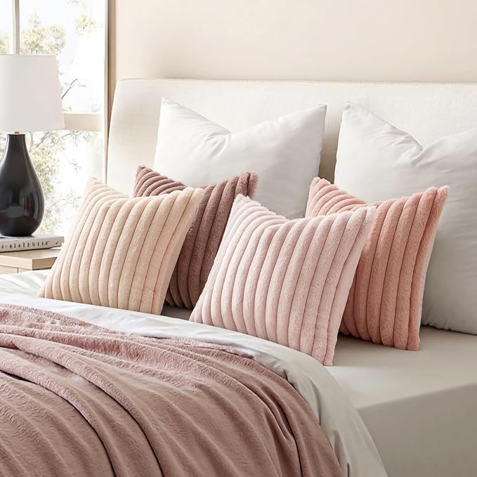MIULEE Faux Fur Plush Euro Decorative Throw Pillow Covers 24x24, Soft Cute - Image 4