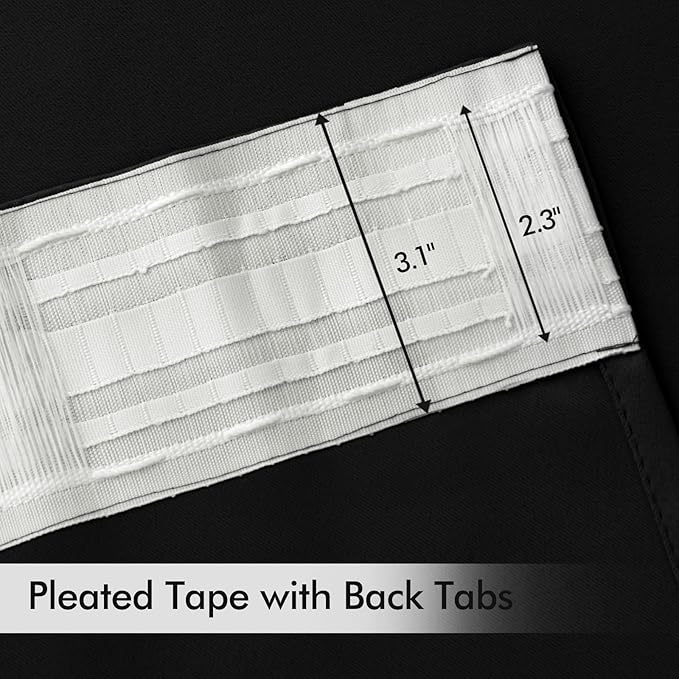 MIULEE Black Back Tab Blackout Curtains 52x120 Inch Long 2 Panels Set | Rod - Image 4