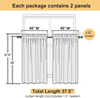 Ivory Sheer Curtains Tiers 36 Inch Length Set of 2, Voile Kitchen Curtains - Image 3