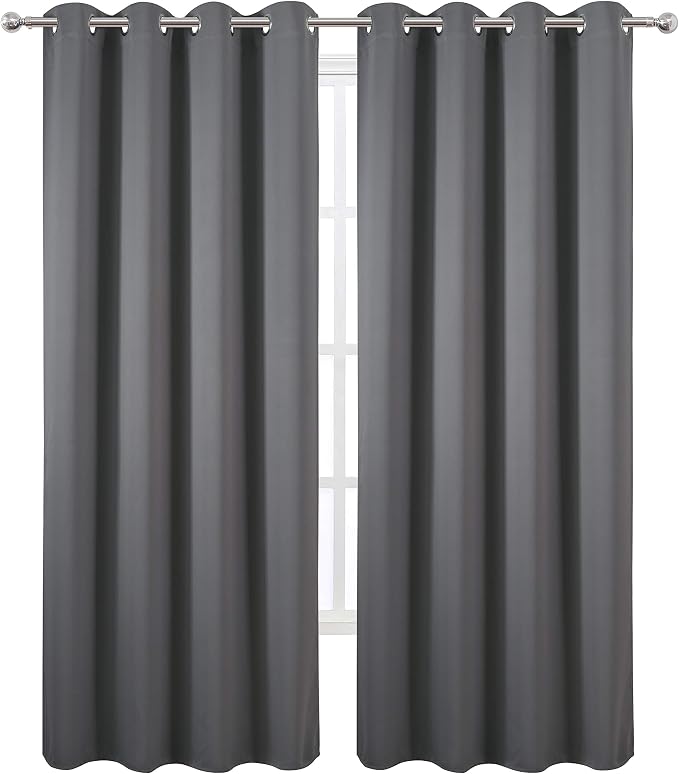 Grey Blackout Curtains/52 x 95 Inch/Set of 2 Panels Thermal Insulated Room - Image 2
