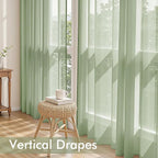 MIULEE Sage Green Sheer Curtains 72 Inches Long 4 Panels 54 x 72 Inches | Light - Image 5