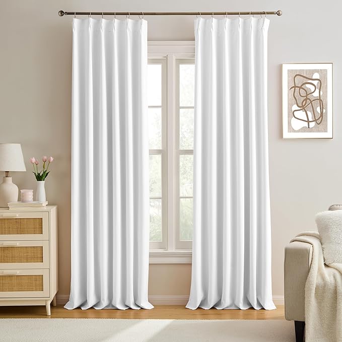 Extra Long Pleated Curtains 108 Inches Long 9 ft Length, Luxury Pinch Pleats by KEQIAOSUOCAI